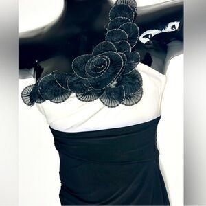 Strapless Black and White Dress